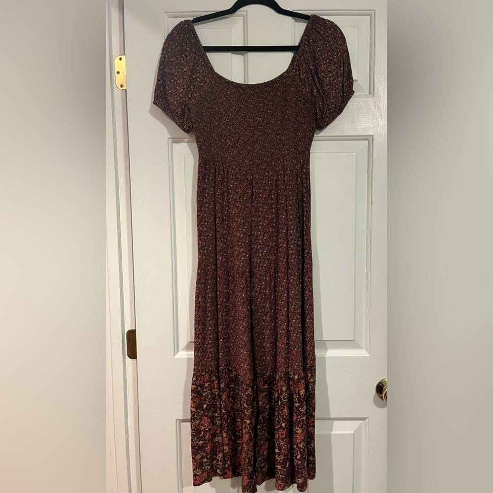 AMERICAN EAGLE Brown Floral and Paisley Maxi Dress Women’s Size S